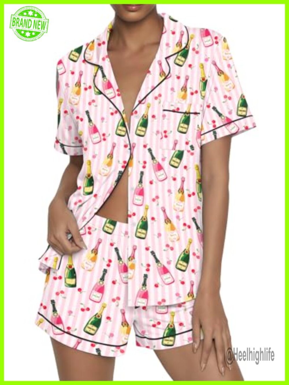 Women's Button Up Short Sleeve Pajama Set Soft Sleepwear